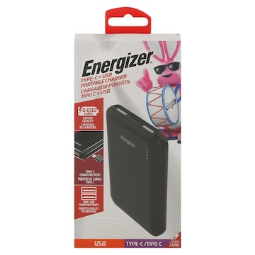 Energizer Portable Charger, Type-C + USB, 5000 mAh
