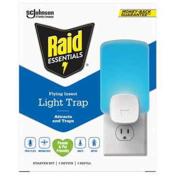 Raid Raid Essentials Flying Insect Light Trap is peace of mind, powered by Raid. Continuous light technology attracts, and our dual-sided adhesive cartridg