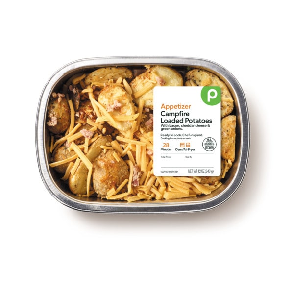 Aprons Loaded Roasted Potatoes with Bacon, Cheddar Cheese, and Green