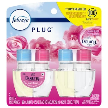 Febreze Odor-Fighting PLUG Air Freshener Refill, Downy April Fresh, (2) .87 fl. oz. Oil Refills