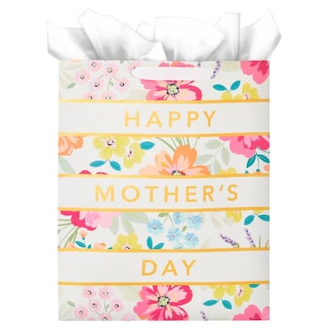Hallmark 13" Large Mother's Day Gift Bag with Tissue Paper (Pastel Floral Stripe) #55