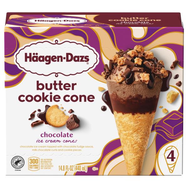 Haagen-Dazs Ice Cream Cones, Chocolate, Butter Cookie Cone | Publix ...