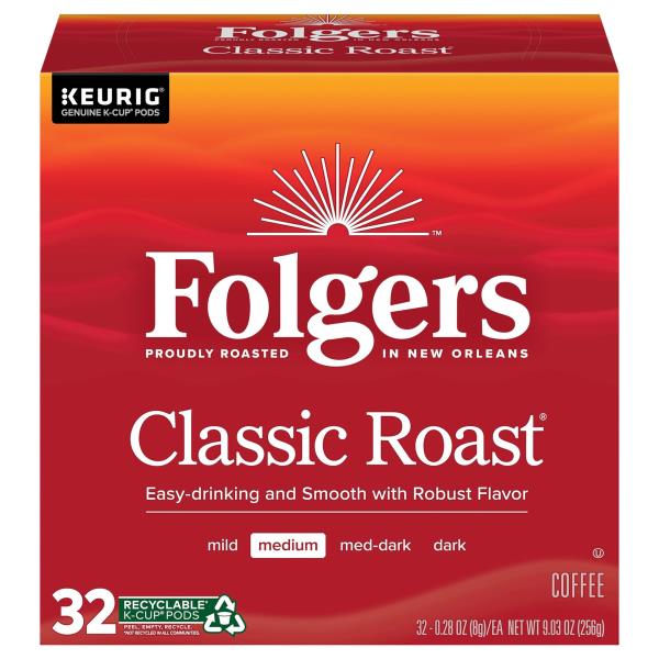 Folgers Coffee, Medium, Classic Roast, KCup Pods Publix Super Markets