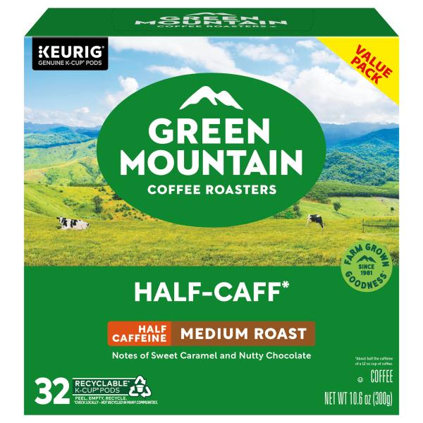 Green Mountain Coffee Roasters Coffee, Medium Roast, HalfCaff, KCup