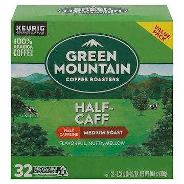 Green Mountain Coffee Roasters Coffee, Medium Roast, Half-Caff, K-Cup Pods, Value Pack