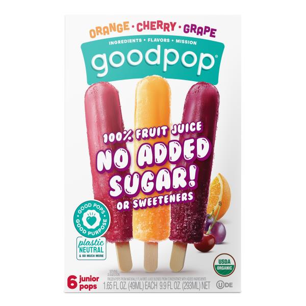 GoodPop Orange Cherry Grape Ice Pops, Organic, No Added Sugar Fruit