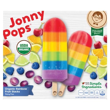 Jonny Pops Pops, Dairy Free, Organic, Rainbow Fruit Stacks