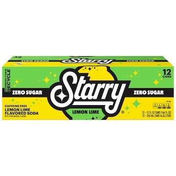 Starry Starry Zero Sugar Soda Lemon Lime 12 Fl Oz, 12 Count