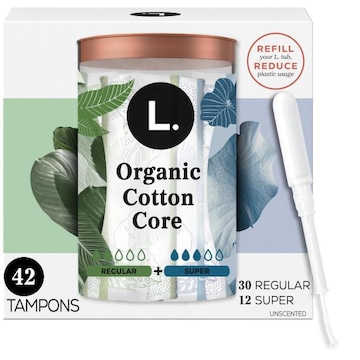 L. Organic Cotton Tampons Regular/Super Absorbency, 42 CT