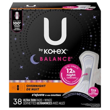 U by Kotex Balance Ultra Thin Overnight Pads + Wings