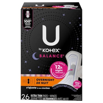 U by Kotex Balance Ultra Thin Overnight Pads + Wings