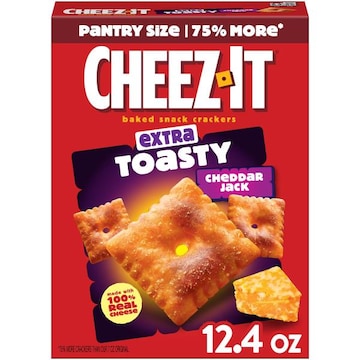 Cheez-It Cheese Crackers Extra Toasty Cheddar Jack, Baked Snack Crackers
