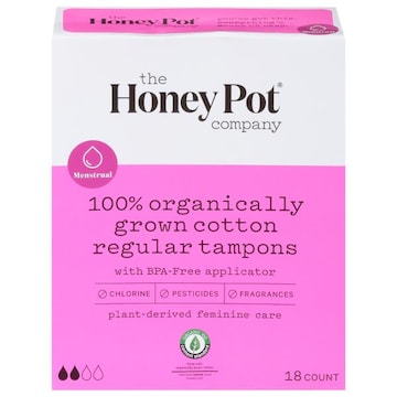 The Honey Pot Company Tampons, 100% Organic, Regular, Menstrual