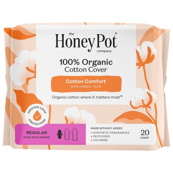 The Honey Pot Company Pads, with Wings, NonHerbal, Regular Absorbency