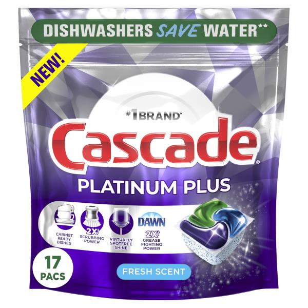 Cascade Platinum Plus Dishwasher Detergent, Action Pacs Fresh Scent