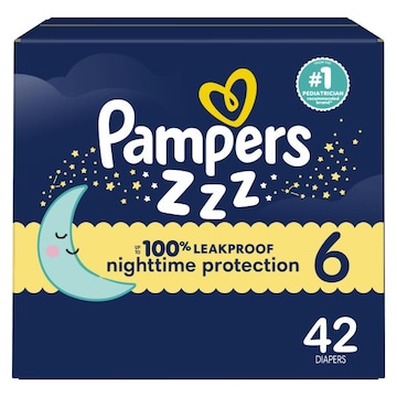 Pampers Zzz Overnight Diapers, Size 6, 42 Count