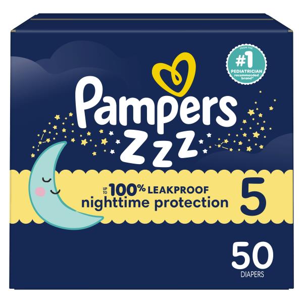 Pampers Zzz Overnight Diapers, Size 5, 50 Count | Publix Super Markets