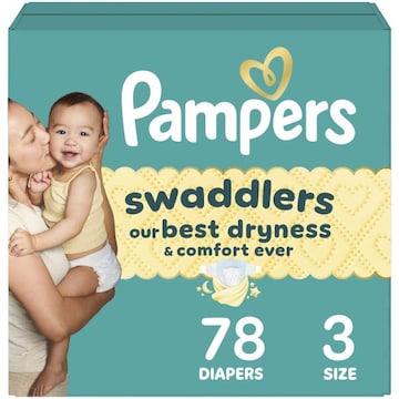 Pampers Swaddlers Diapers, Size 3, 78 Count