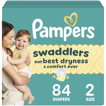 Pampers Swaddlers Diapers, Size 2, 84 Count