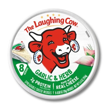 The Laughing Cow Creamy Garlic & Herb Spreadable Cheese Wedges, 8 pack (5.4 oz)