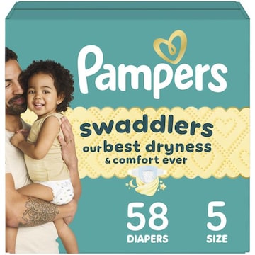 Pampers Swaddlers Diapers, Size 5, 58 Count