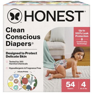 The Honest Company Clean Conscious Diapers® | Up to 100% Leak Protection I Designed to Protect Delicate Skin I Hypoallergenic + Fragrance Free | Donut Grow Up + Cactus C