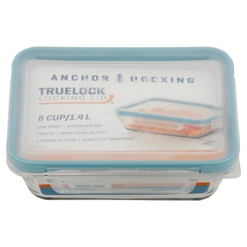 Anchor Hocking Container, Truelock Locking Lid, 6 Cup