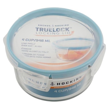 Anchor Hocking Truelock Container, Locking Lid, 4 Cup