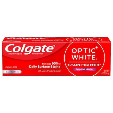 Colgate Optic White Stain Fighter Sensitivity Relief Clean Mint Toothpaste