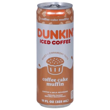 Dunkin' Iced Coffee + Milk Bottled Beverage, Coffee Cake Muffin