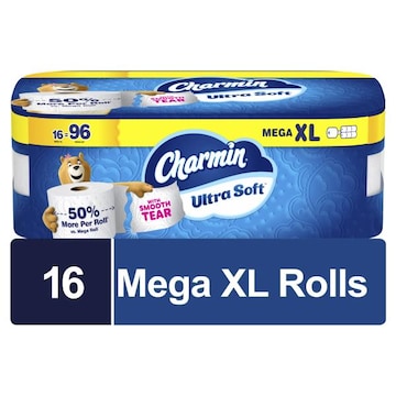 Charmin Ultra Soft Toilet Paper, 16 Mega XL Rolls
