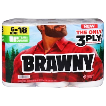 Brawny Tear-A-Square White 3-Ply Triple Rolls Paper Towels