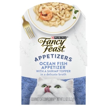 Fancy Feast Appetizers Purina Fancy Feast Lickable Appetizers Grain Free Wet Cat Food Topper Ocean Fish Appetizer with a Shrimp Cat Food Topper