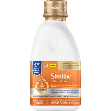 Similac 360 Total Care Infant Formula with Iron, Milk-Based, Ready to Feed, Sensitive