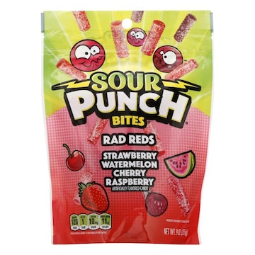 Sour Punch Bites, Rad Reds Assorted Chewy Candy, Resealable Bag
