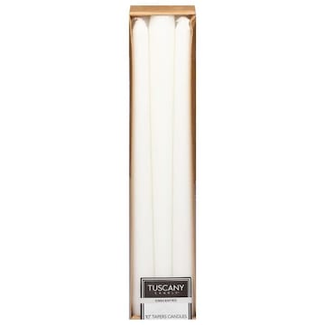 Tuscany Candle Tapers Candles, Unscented, 10 Inch, 6 Pack
