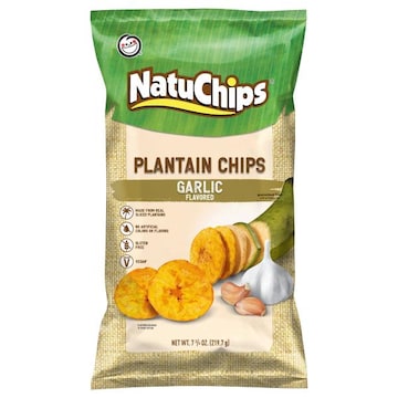 NatuChips Plantain Chips, Garlic Flavored