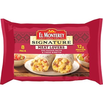 El Monterey Signature Burritos, Egg, Sausage, Bacon & Cheese, Meat Lovers