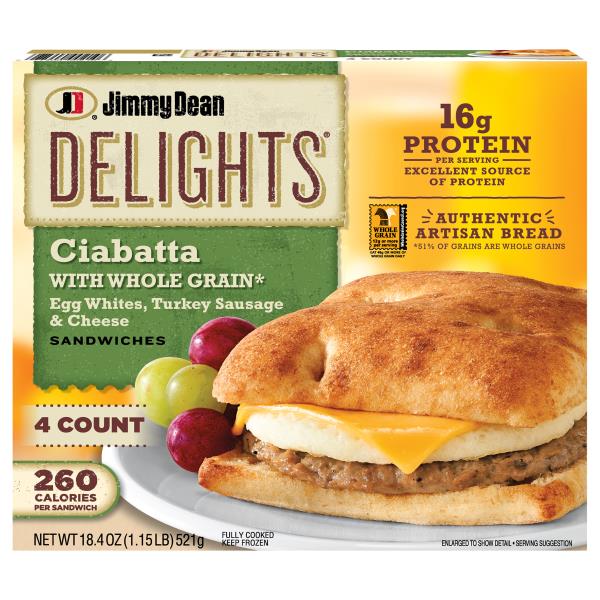 Jimmy Dean Delights Jimmy Dean Delights Turkey Sausage Egg White And Cheese Ciabatta Sandwiches