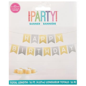 Party Goods Birthday Banner, Gold & Silver