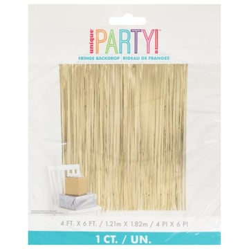Party Goods Foil Fringe Backdrop, Gold