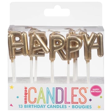 Party Goods Happy Birthday Candles, Gold