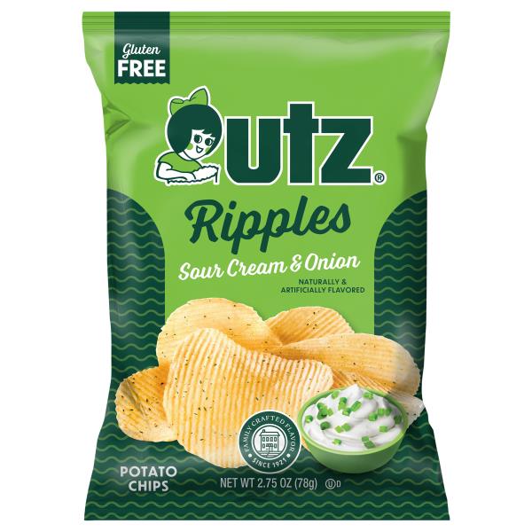 Utz's Potato Chips, Gluten Free, Sour Cream & Onion, Ripples Publix