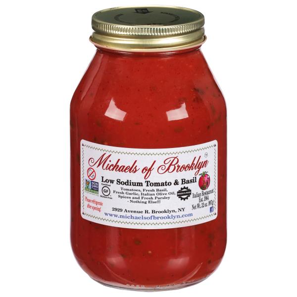 Michaels of Brooklyn Pasta Sauce, Tomato & Basil Low Sodium,Gluten Free