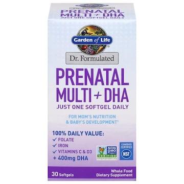 Garden of Life Whole Food Softgels 400 mg Prenatal Multi + DHA
