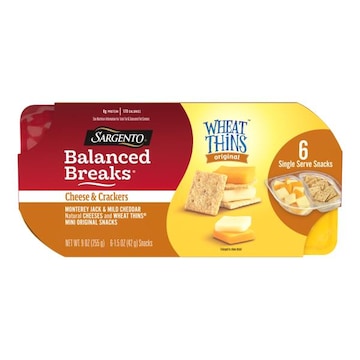 Sargento Sargento® Balanced Breaks® Cheese & Crackers, Monterey Jack & Mild Cheddar Natural Cheeses and WHEAT THINS® Mini Original Snacks Snack Kit, 6-Pack