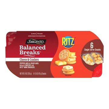 Sargento Balanced Breaks® Cheese & Crackers, Pepper Jack & Colby-Jack Natural Cheeses and RITZ® Mini Original Crackers Snack Kit, 6-Pack
