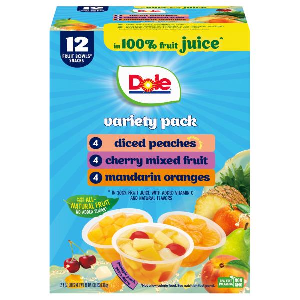 Dole Fruit Bowls Snack, in 100 Fruit Juice, Variety Pack Publix
