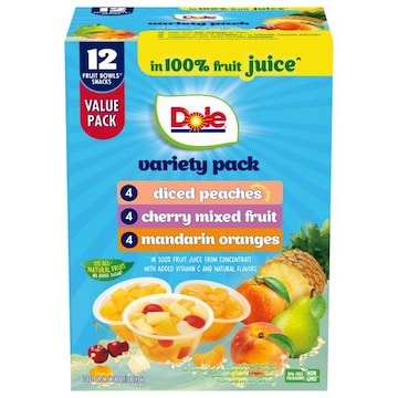 Dole Variety Pack Assorted Fruit Bowls Snacks Value Pack