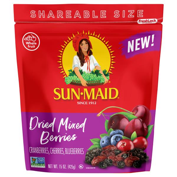 SunMaid® Dried Mixed Berries 15oz FreshLock® Zipper StandUp Bag